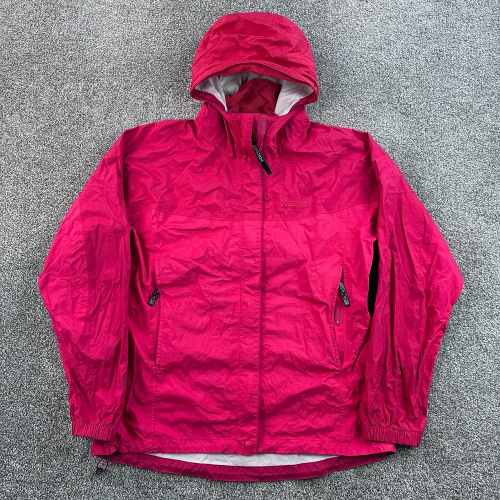 Marmot PreCip Rain Jacket Women's Large Pink Nylon Hooded Outdoor Hiking Rain